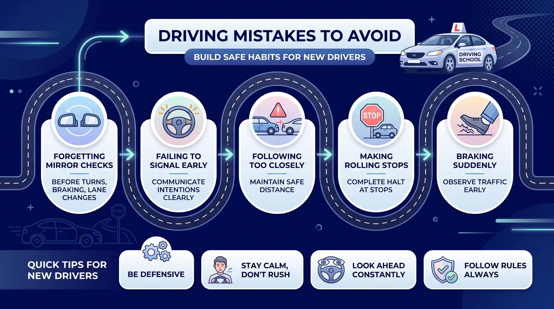 beginner driving errors