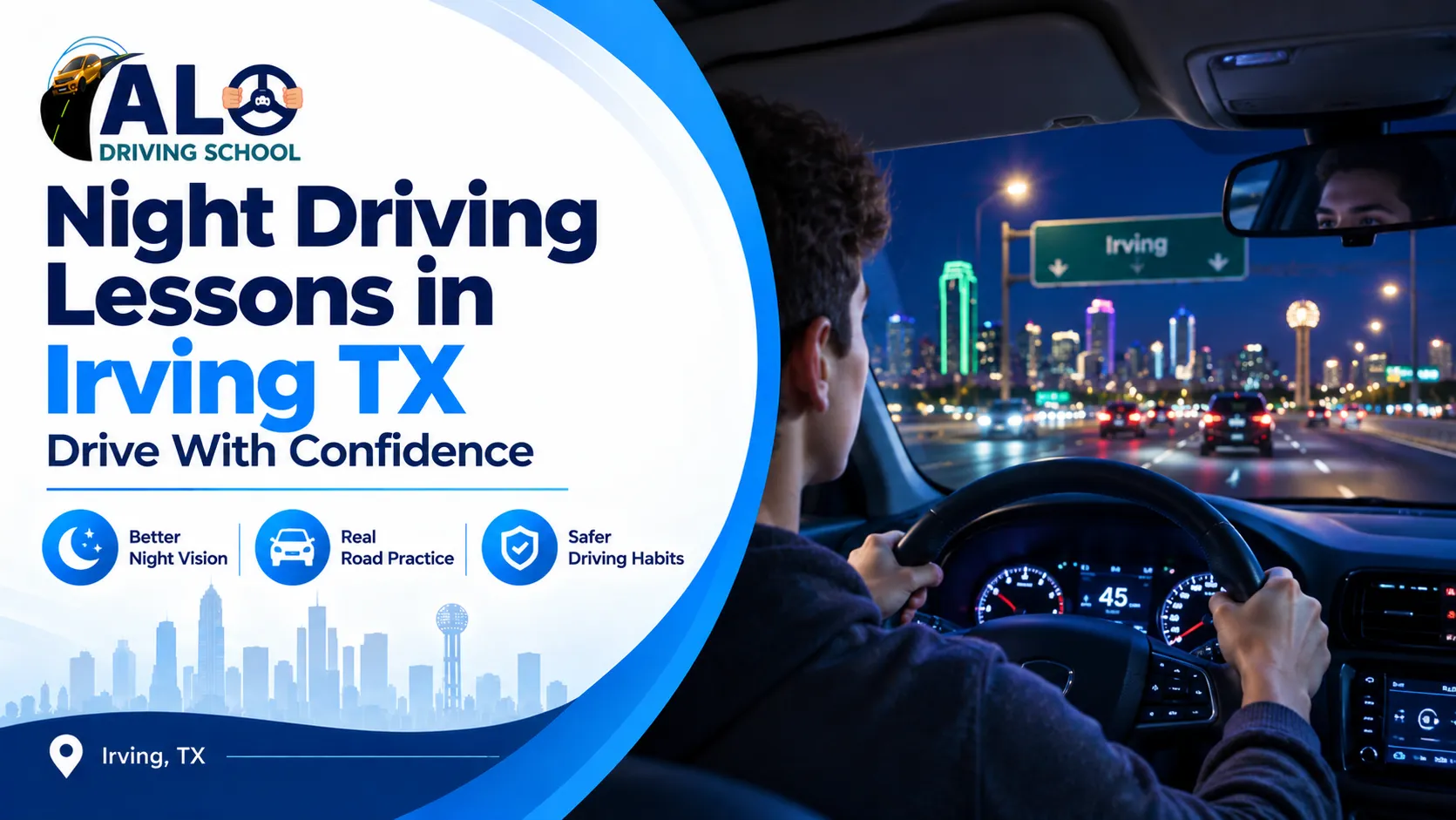 Night Driving Lessons in Irving TX | Drive Confidently
